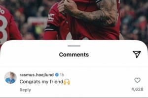 曼联取赛季第3胜！霍伊伦评论舍什科社媒：恭喜你，我的朋友🙌